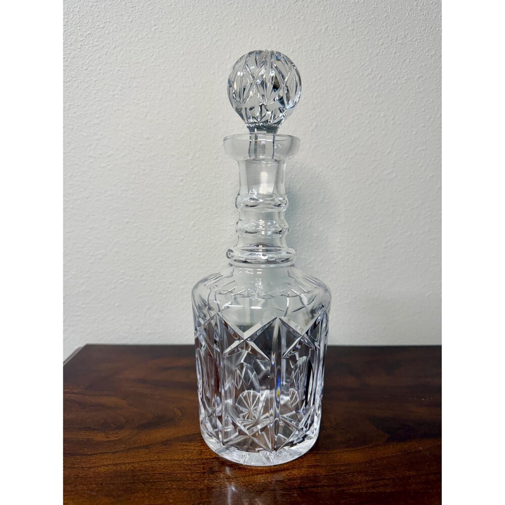 Vintage Cut Crystal Whiskey Decanter With Stopper, 1970s Barware